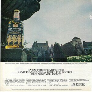 1967 100 Pipers Blended Scotch Whiskey The Stuart Kings Vintage Print Ad/Poster